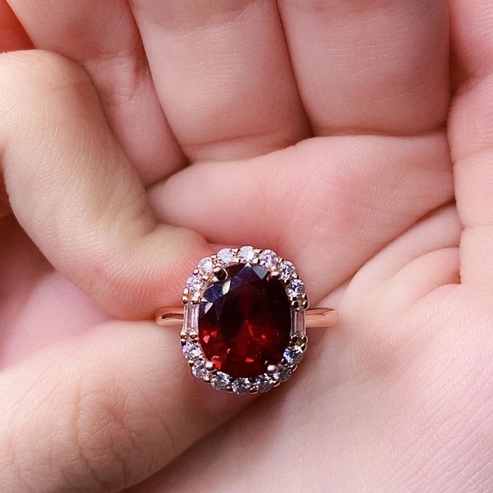 银S925镶嵌戒指红宝石