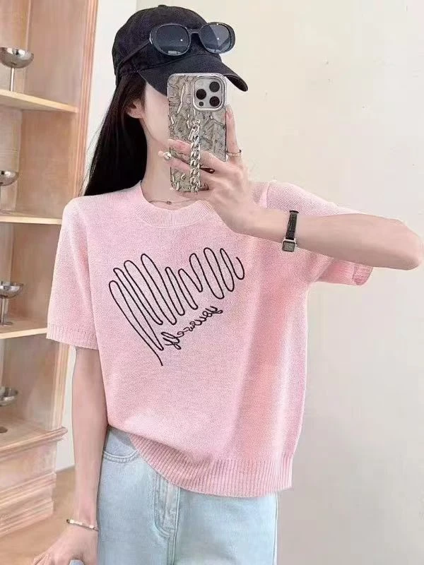 新疆包邮   竹节T -波浪纹爱心款