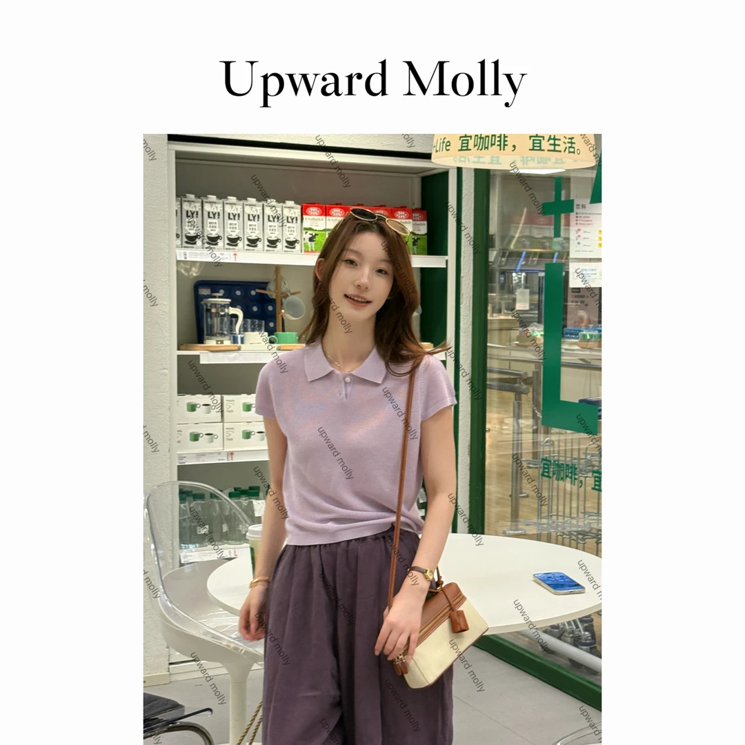 Upward Molly【紫葡萄】莱赛尔混纺夏季透气凉感两粒扣polo衫短袖