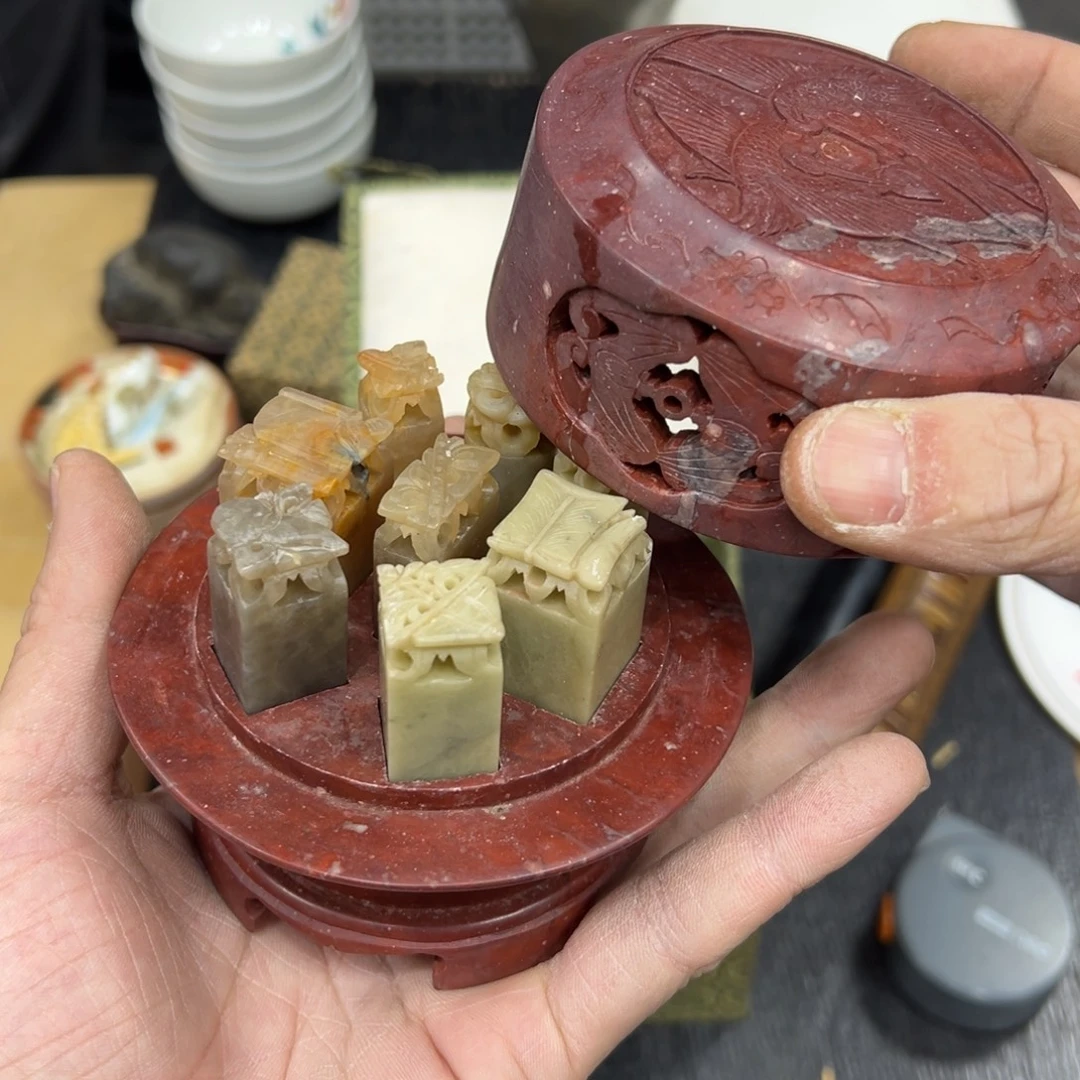 石材日本中古工艺品摆件