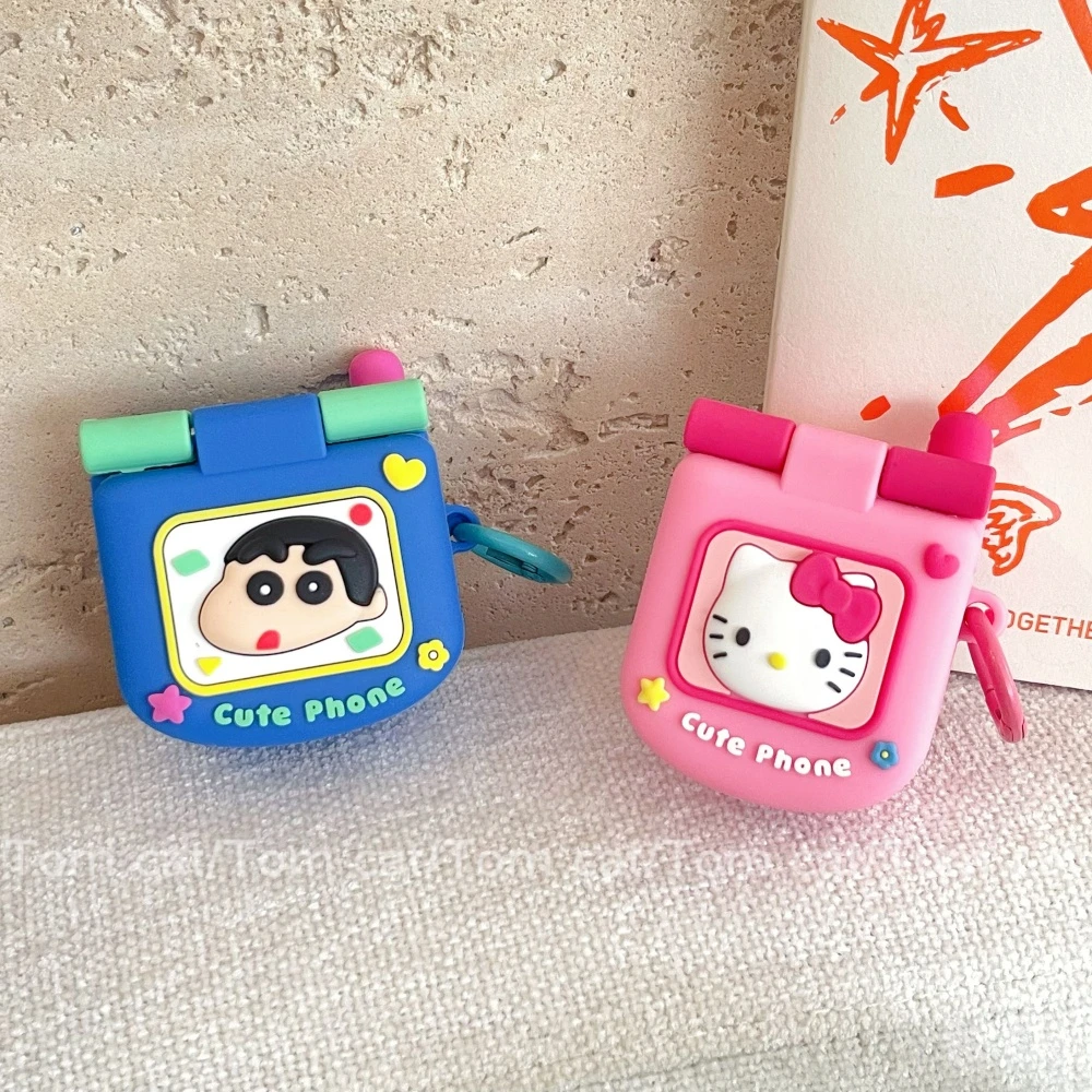 可爱小新翻盖AirPods4代蓝牙耳机套适用苹果pro2保护壳3代Kitty猫