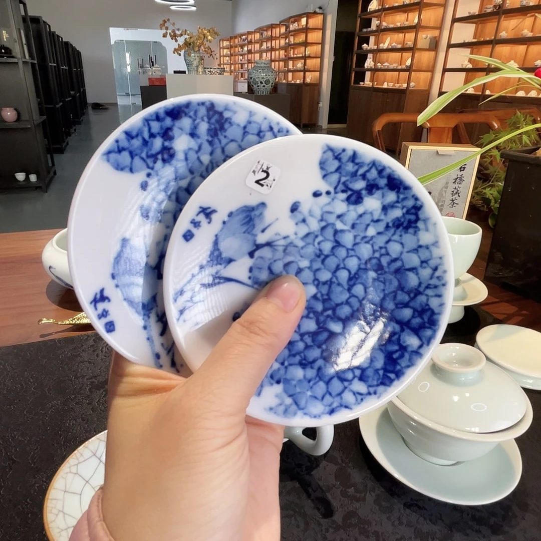 陶景德镇青花杯托拍一发二