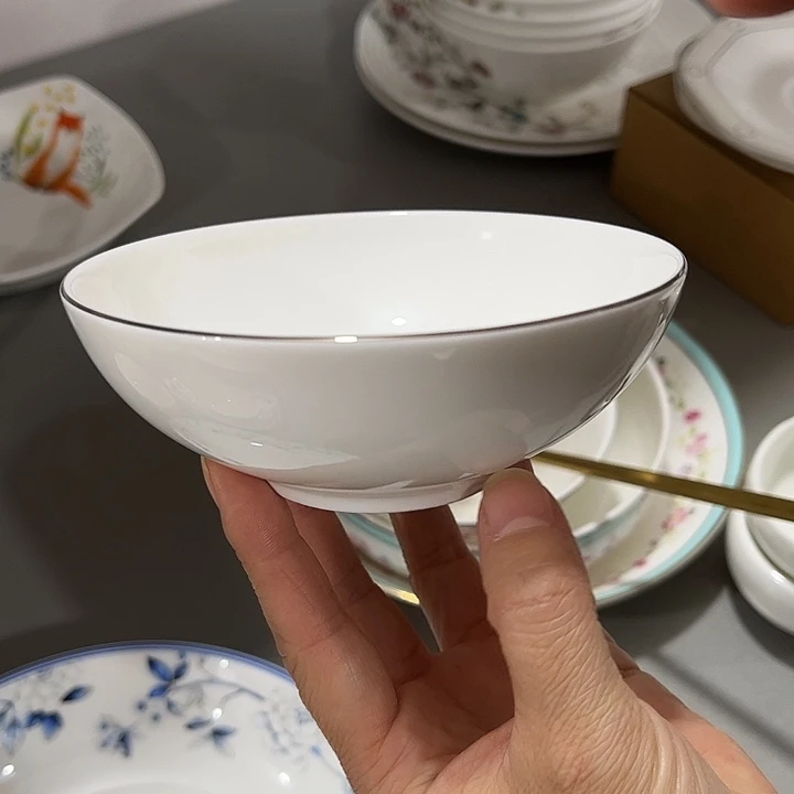 瓷片微瑕骨瓷碗两只装金边
