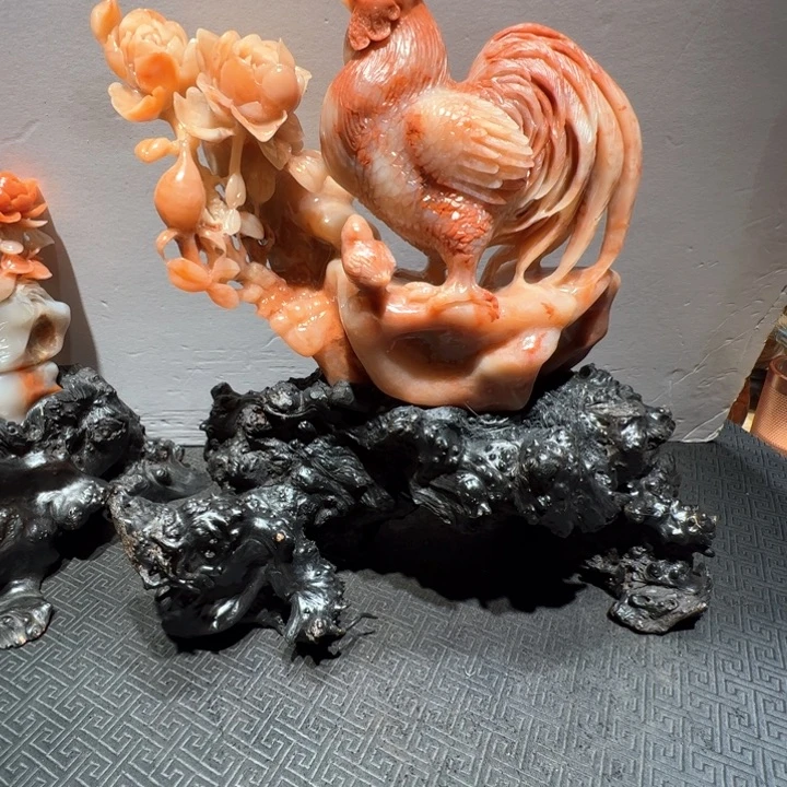 寿山石拂**景摆件工艺品