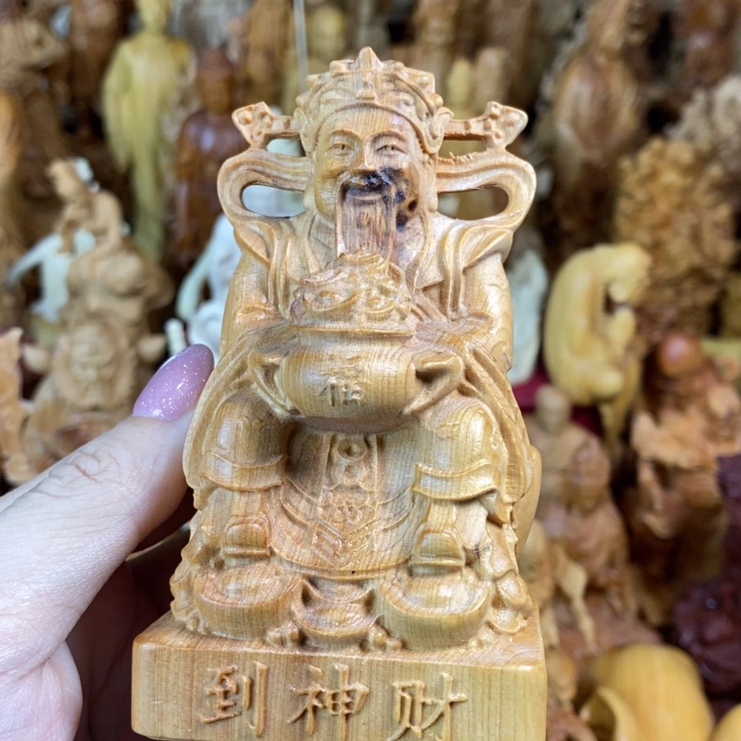 木微瑕崖柏10坐财神到木纹