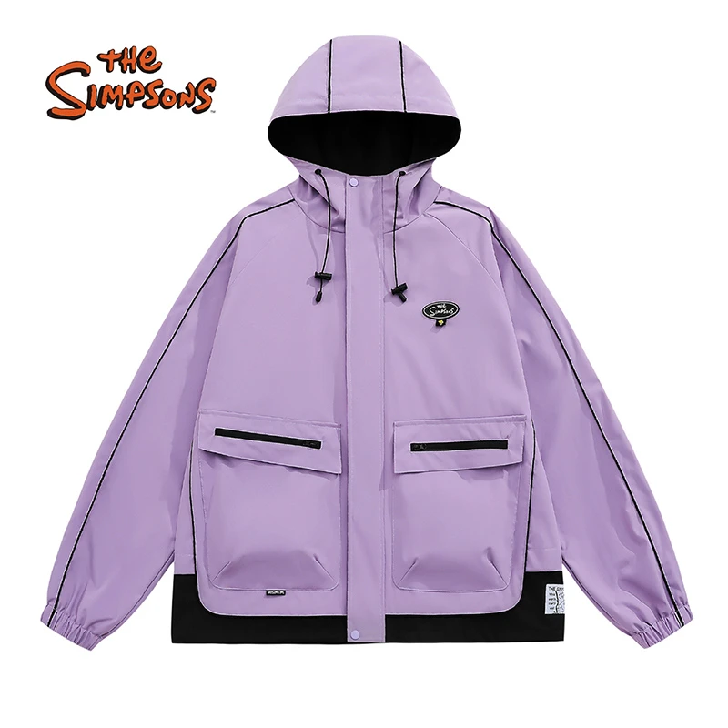 THESIMPSONS 连帽拼色休闲夹克男士户外防风潮流情侣运动时尚外套
