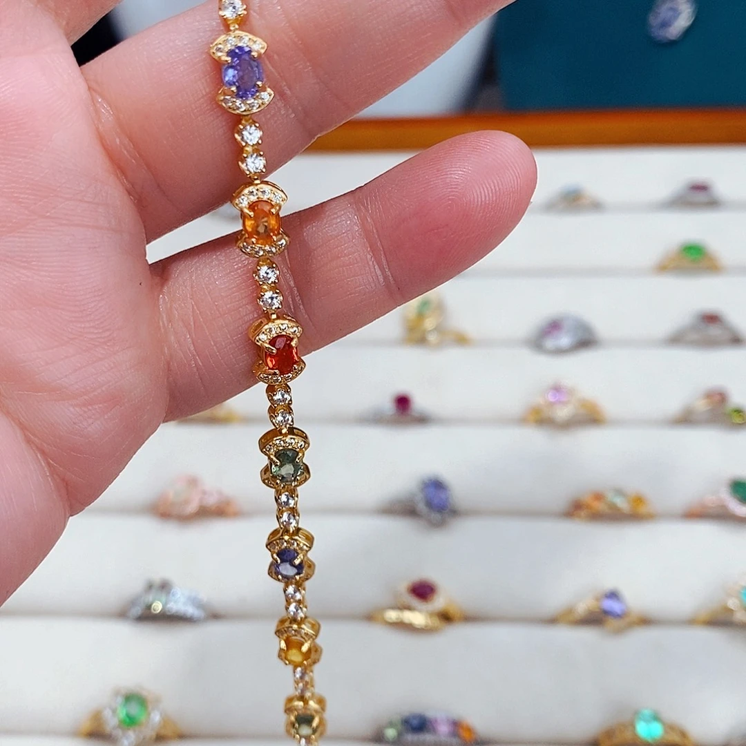 蓝宝石手链14K金镶嵌