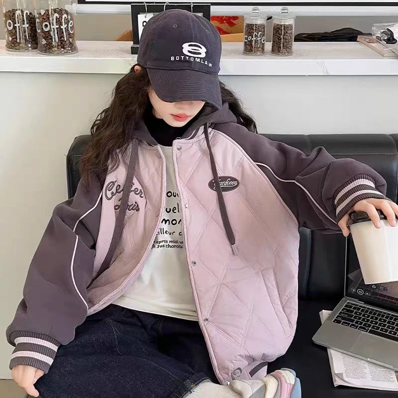 现货Q029女童冬季连帽夹棉外套