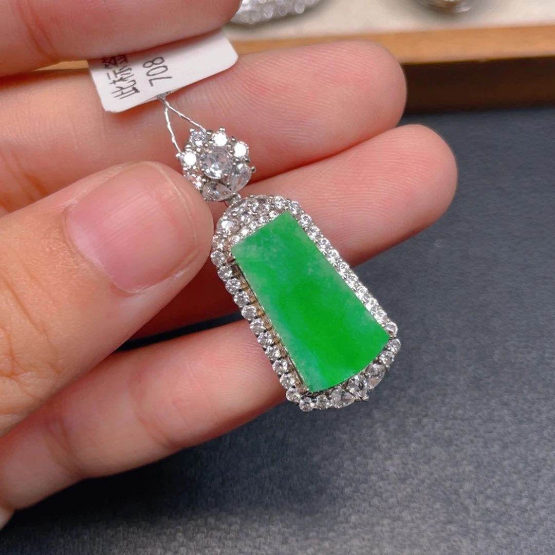 翡翠银S925镶嵌吊坠(不含链)j j n