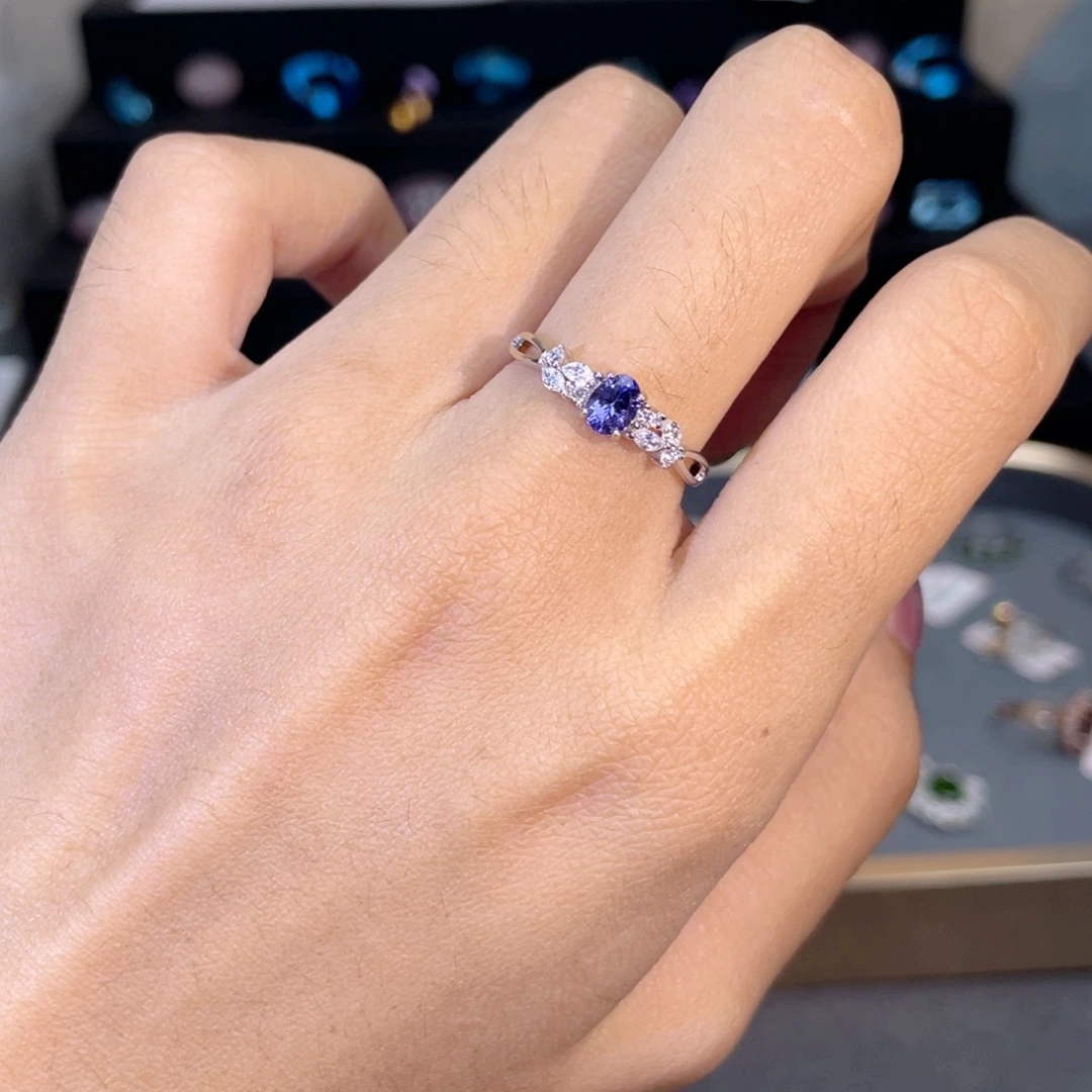 戒指坦桑石银S925镶嵌