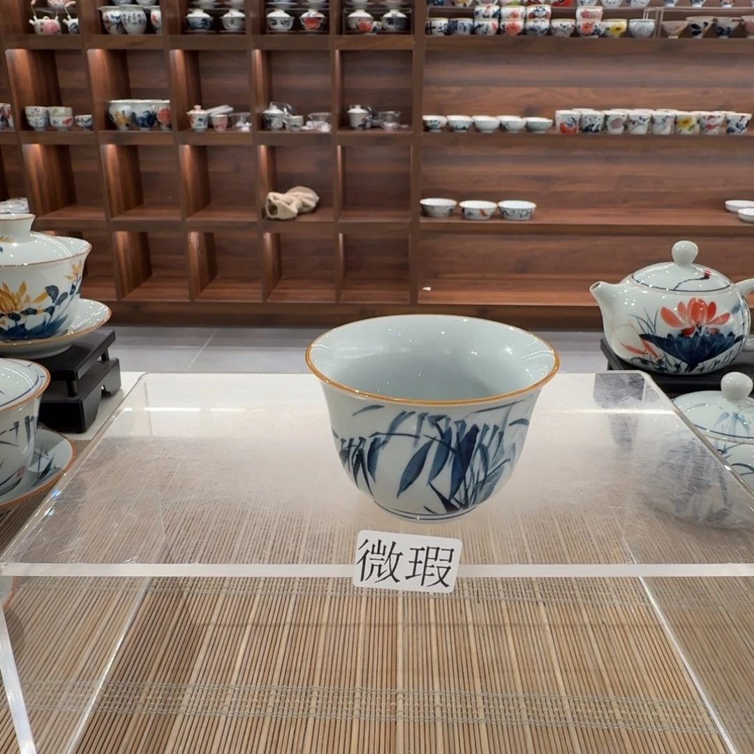 釉下手绘茶具微瑕