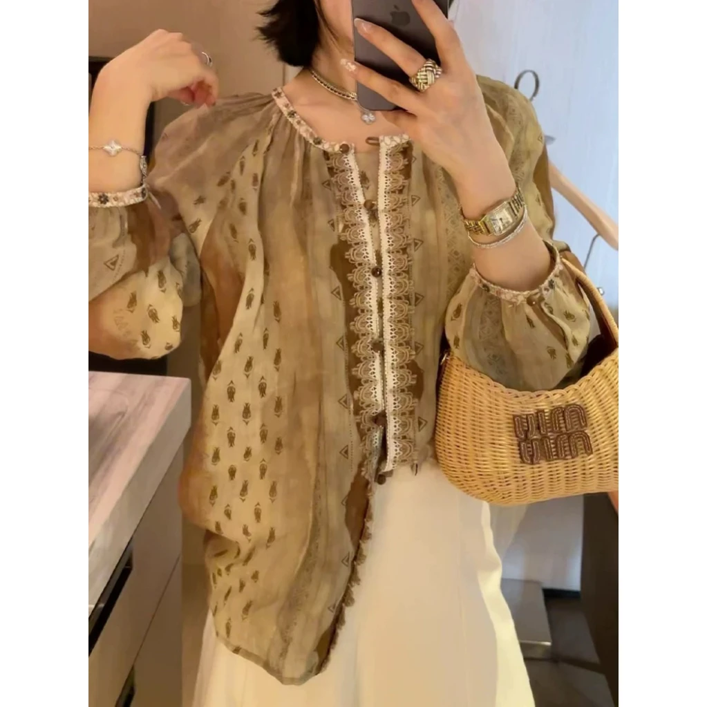 现货45苎麻+55天丝】重工2025夏季波西尼亚风防紫外线衬衫长袖