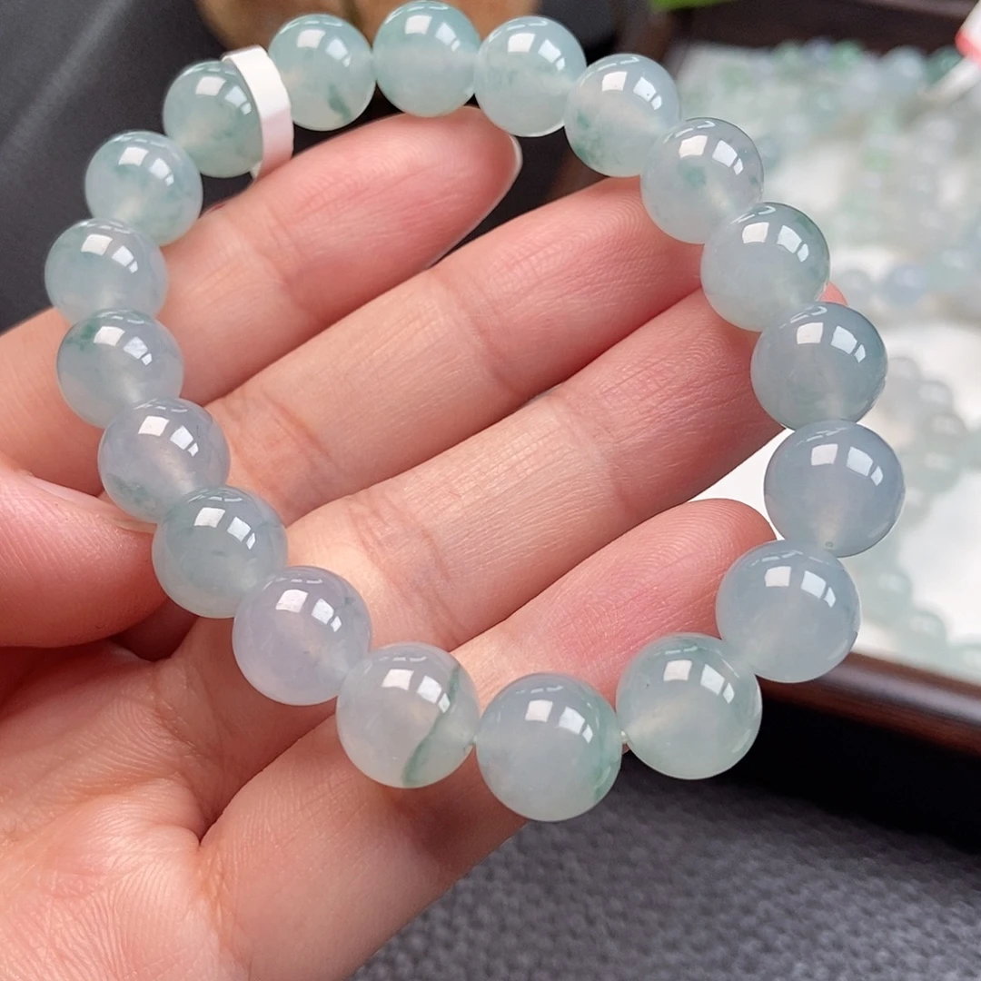 翡翠未镶嵌手链卡10天空蓝起胶珠珠