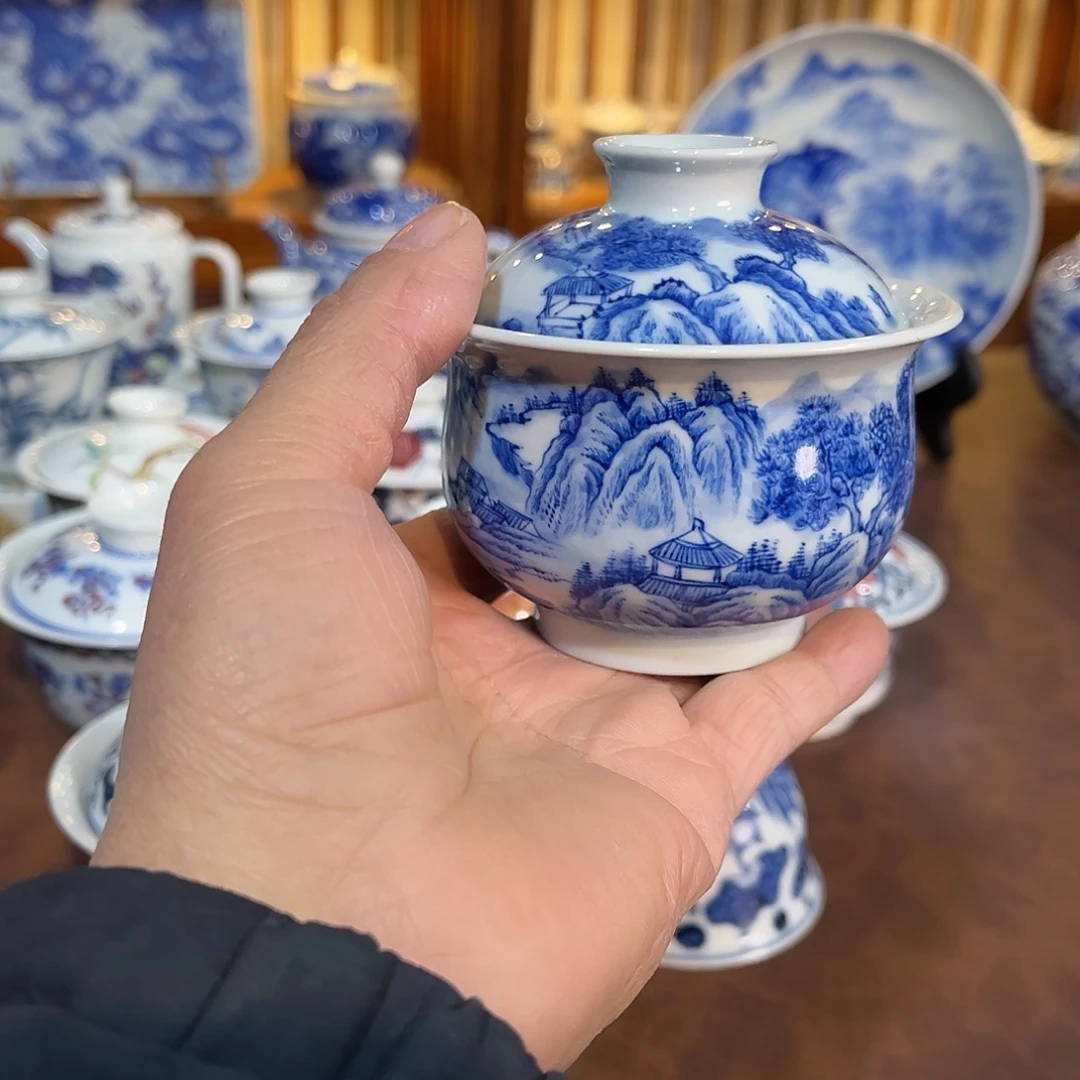 錡镇堂手工手绘绘盖碗