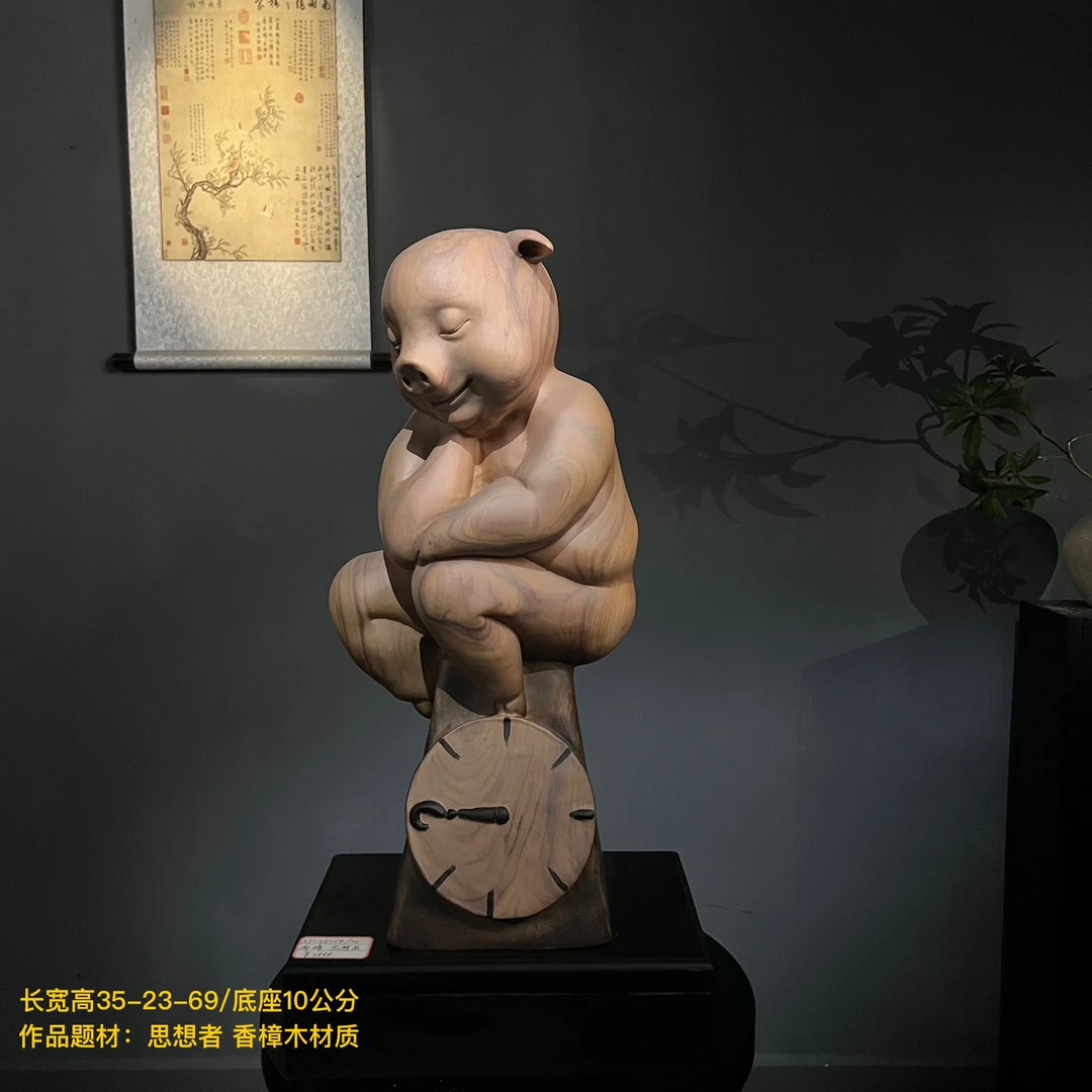 根雕人物摆件纯手工雕刻客厅茶室酒店民宿装饰收藏艺术作品