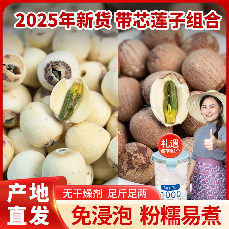 【小茵姑娘】湘潭带芯白莲子红莲子500g正宗莲子2025年新货新鲜莲子