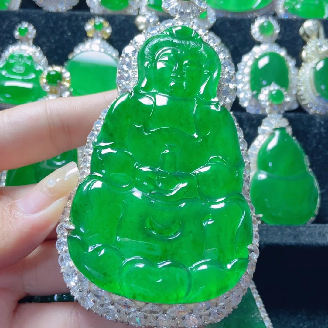 颈饰银S925镶嵌翡翠