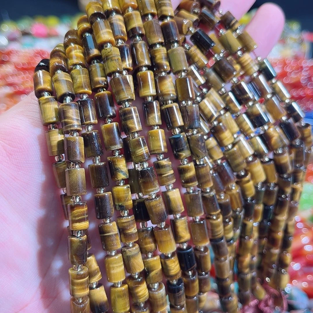 玛瑙/玉髓未镶嵌珠宝半成品A货虎眼管一条6