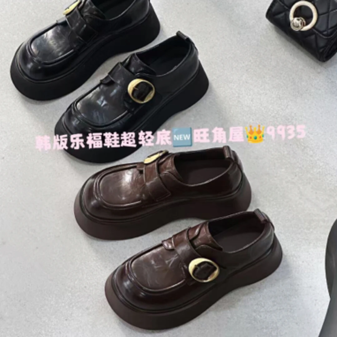 春季圆头轻底乐福鞋超轻单鞋学院简约真皮乐福9935