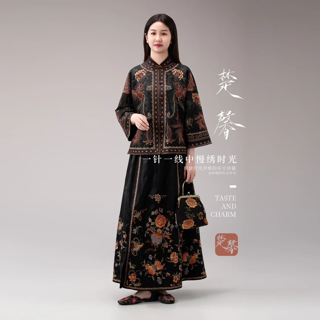 黄楚馨HF40021新中式中国风复古刺绣民族风女上衣外套