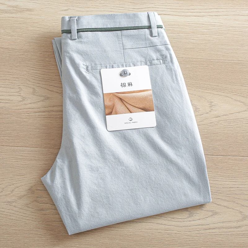 清爽亚麻H系撤柜男裤棉麻休闲裤男款夏季薄款透气时尚直筒长裤