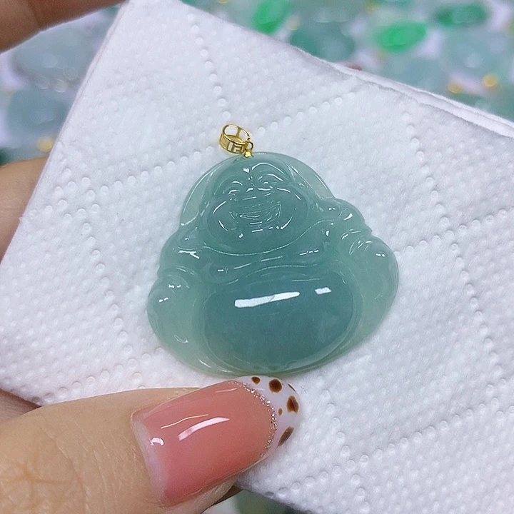 翡翠18K金镶嵌颈饰挂件