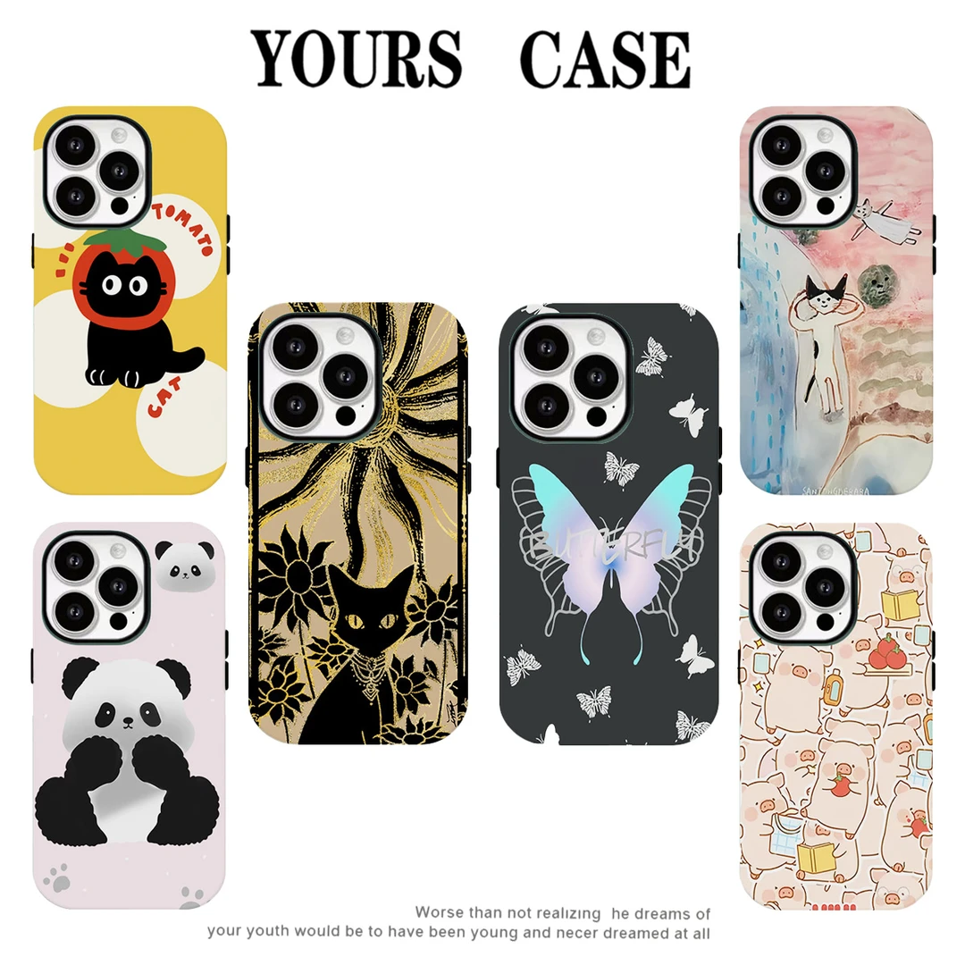 原创韩菲进口二合一塔罗黑猫适用苹果17promax手机壳全包个性防摔