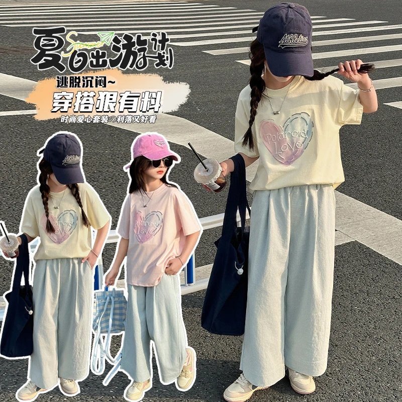 女童夏季短袖套装儿童运动洋气时尚休闲好看夏日ol儿童运动洋气ol