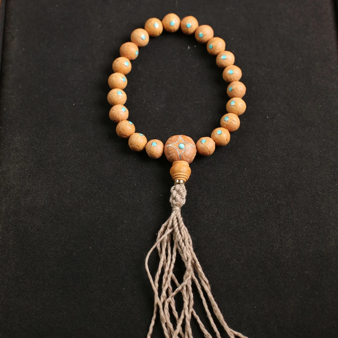 尼泊尔凤眼菩提11mm+镶嵌松钉凤眼菩提手串单圈精挑精选原皮原色