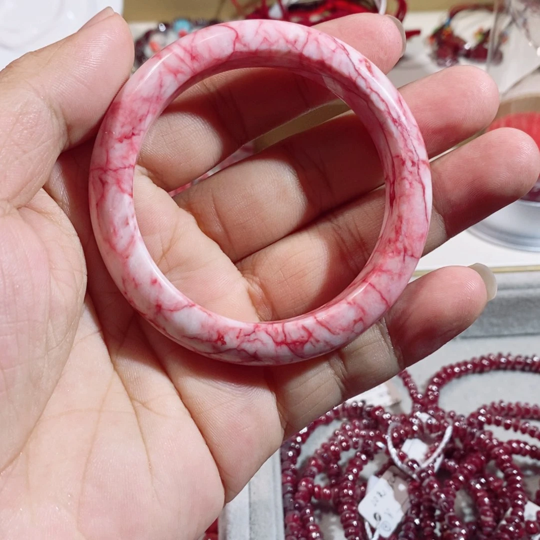 天然辰砂原石手镯56手围