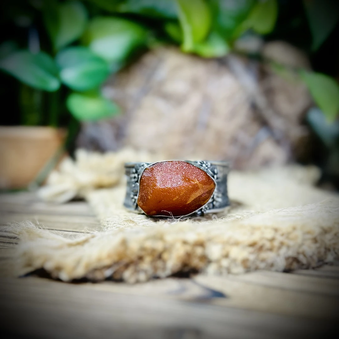 【古香古色】复古s925银蜜蜡琥珀手镯（圈口可调节）