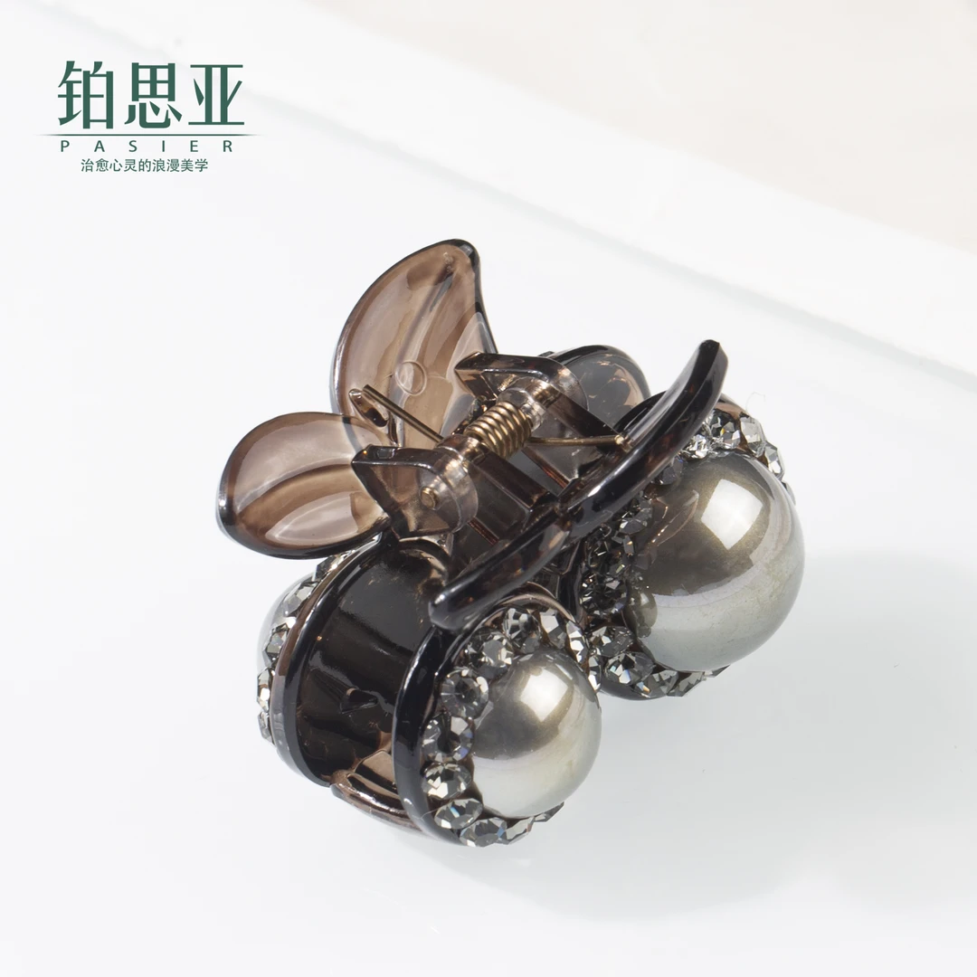 铂思亚 易瑶 樱桃亚克力4厘米爆闪小抓夹发夹FS8088灰