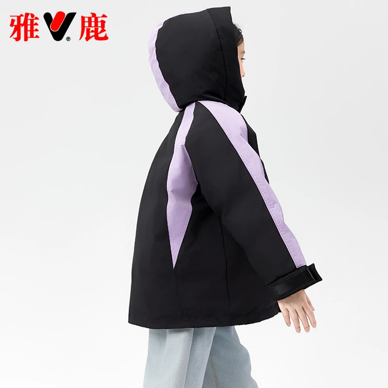 雅鹿儿童羽绒服女童男童2025新款派克冲锋衣大童冬季短款加厚外套