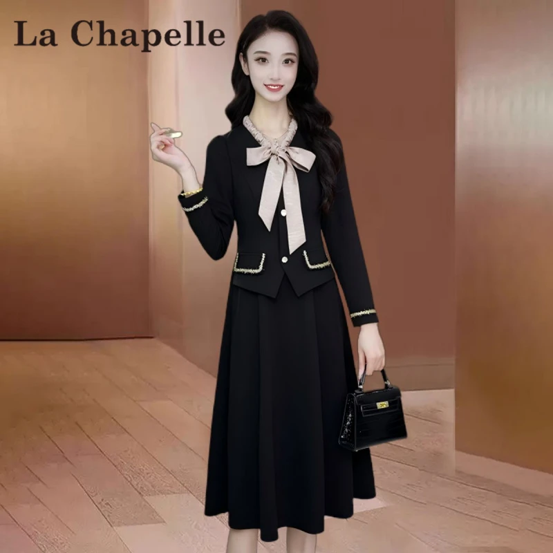 【拉夏】品牌法式高贵显瘦连衣裙2025早秋新款轻奢时尚洋气爆款裙子