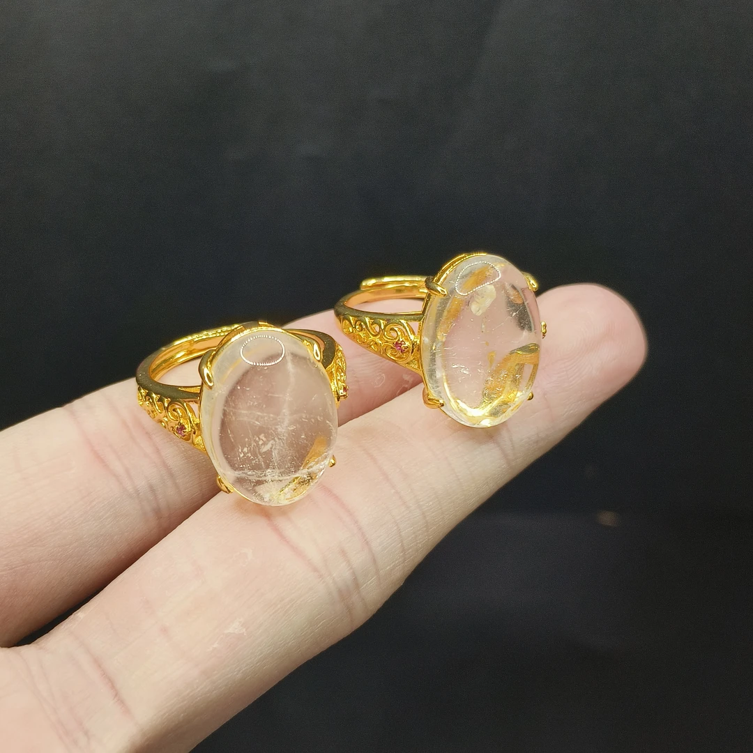 【老涂精选】白水晶鸽子蛋戒指X9【多样性发其一】约17-12mm