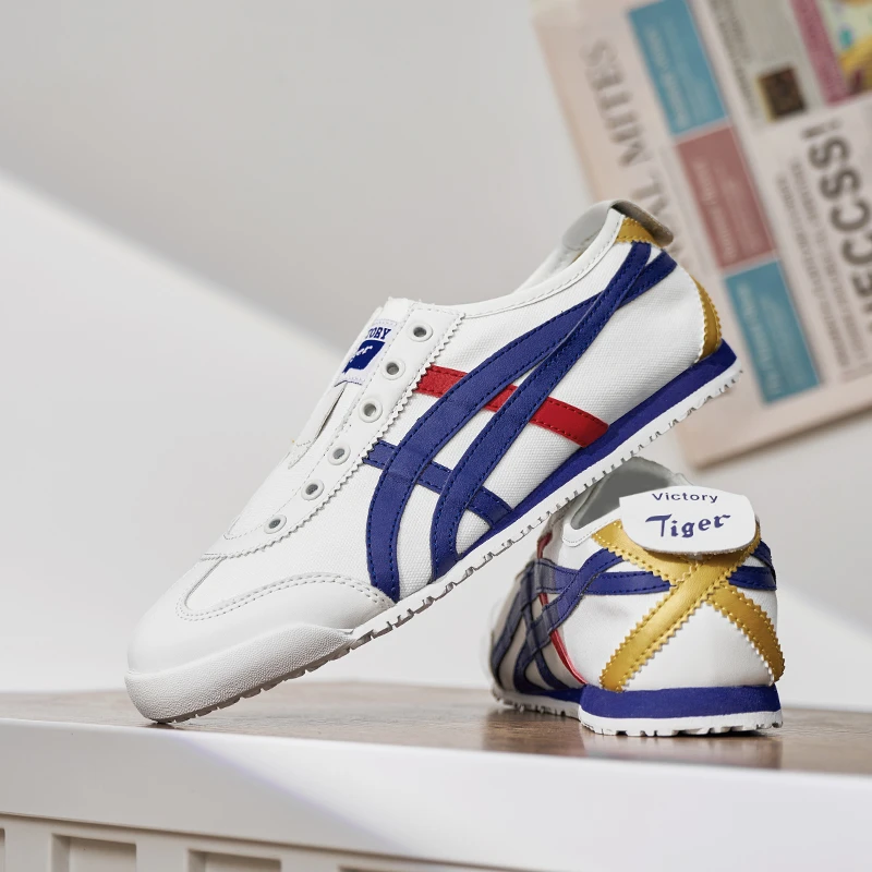 冢虎情侣一脚蹬系带男鞋女鞋轻便透气车缝线板鞋休闲鞋鞋子男款