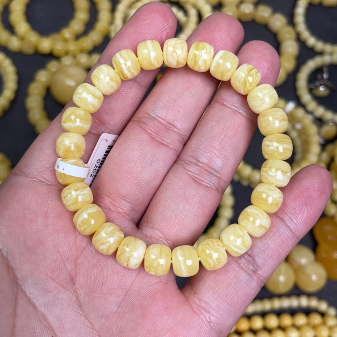 蜜蜡未镶嵌裸石虎皮纹千层雪蜜蜡手串8.8mm
