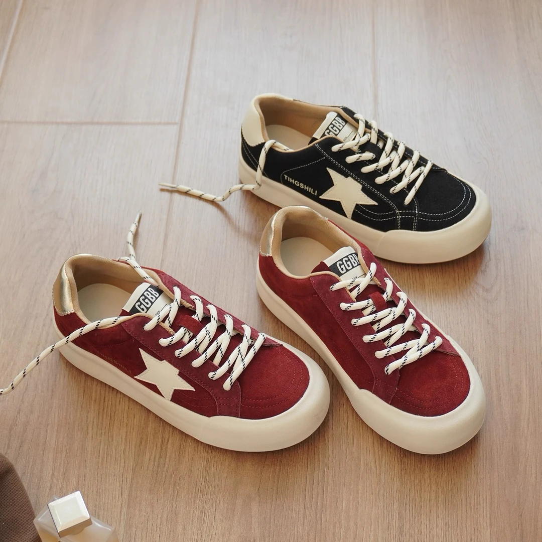 复古星星板鞋女25秋冬新款学生软底百搭时尚休闲鞋C855