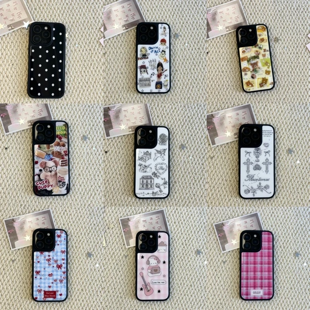 [黑边玻璃壳] kitty卡通图案可爱适用于iPhone 16多型号