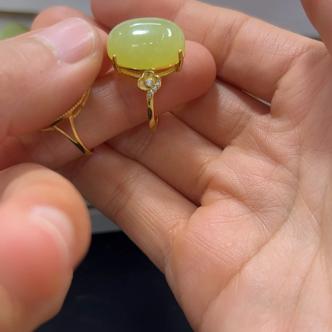 和田玉银S925镶嵌戒指颜色多样性发货拍一发一半*