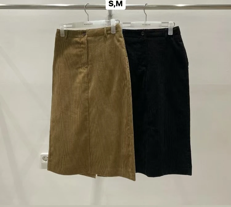 12月东大门直邮 正品woodsage高腰冬季灯芯绒a半裙