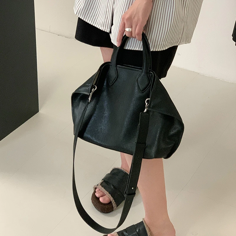 小众软牛皮折耳包2025新款百搭大容量手提托特包女真皮单肩斜挎包