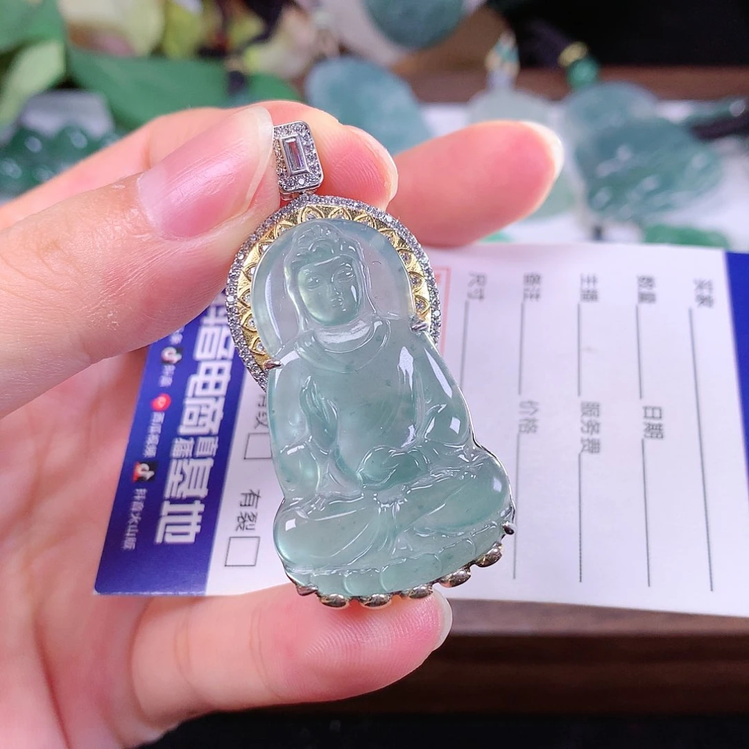 翡翠银S925镶嵌颈饰翡翠