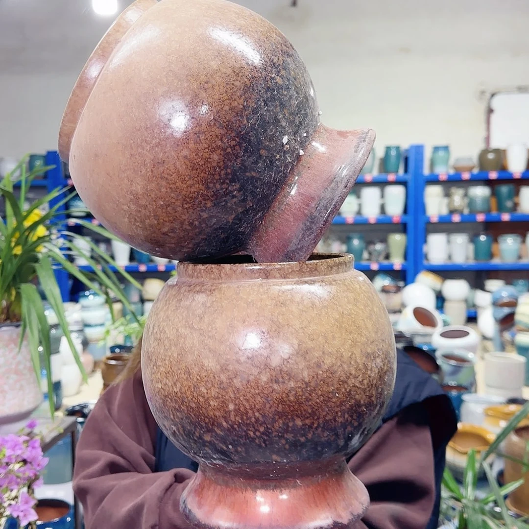 紫砂花盆高21口15