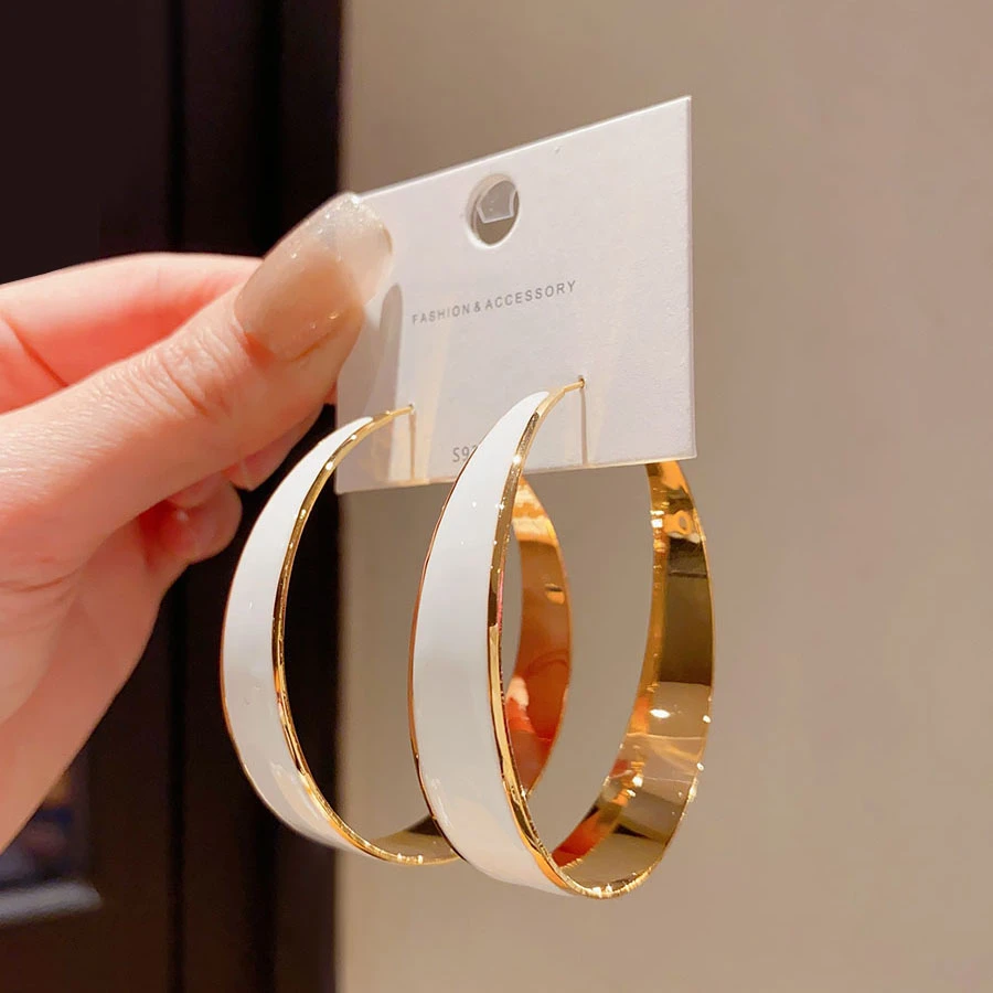 卡柒 铜合金耳饰 金属滴釉圈圈耳环轻奢气质高级感独特夸张大耳圈