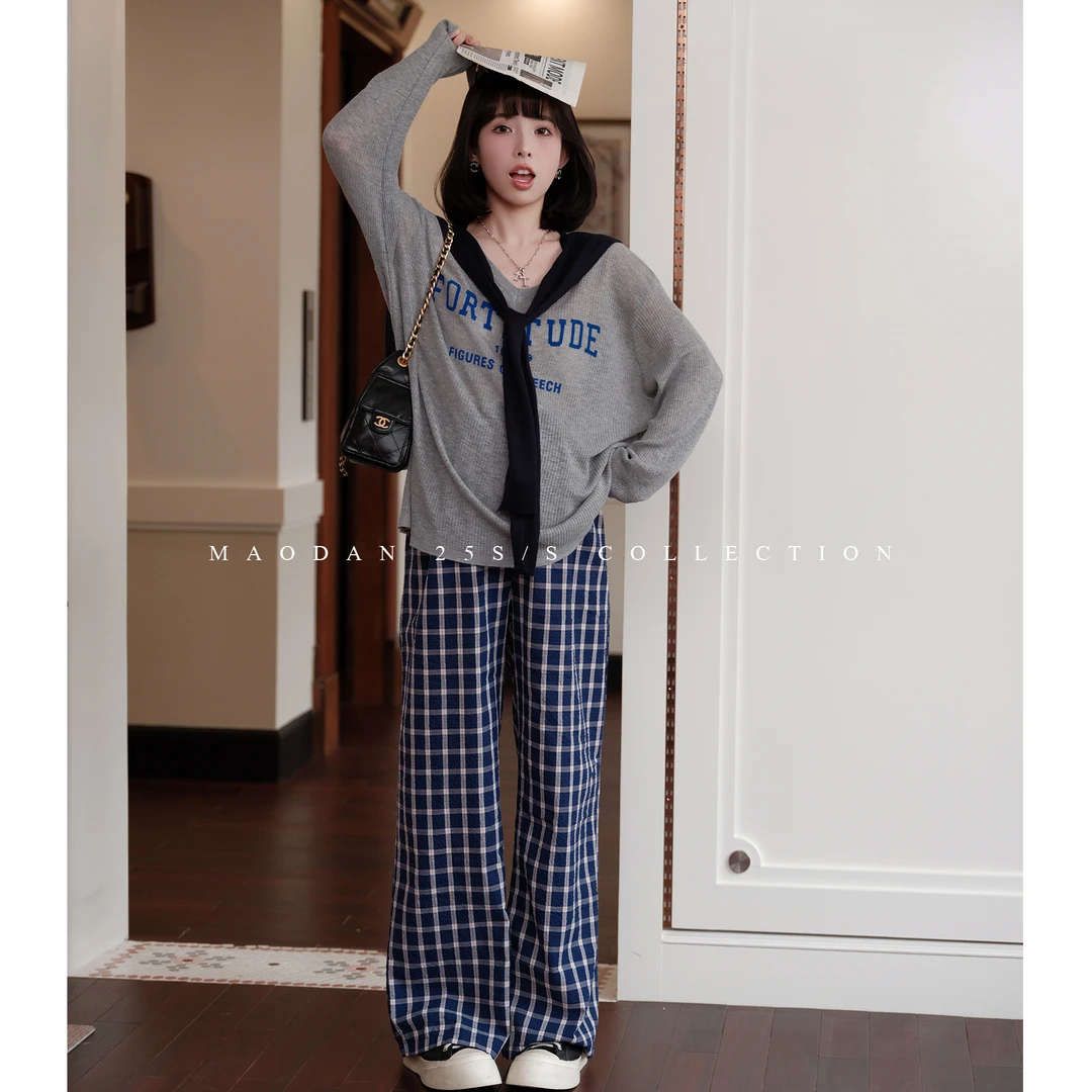 maodan/猫单【星灰海底】孕妇装秋季新品时尚宽松字母印花长袖上衣