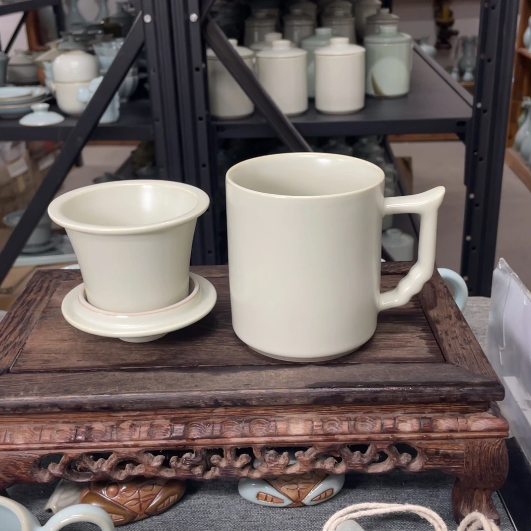 其他月白釉大义茶水分离杯