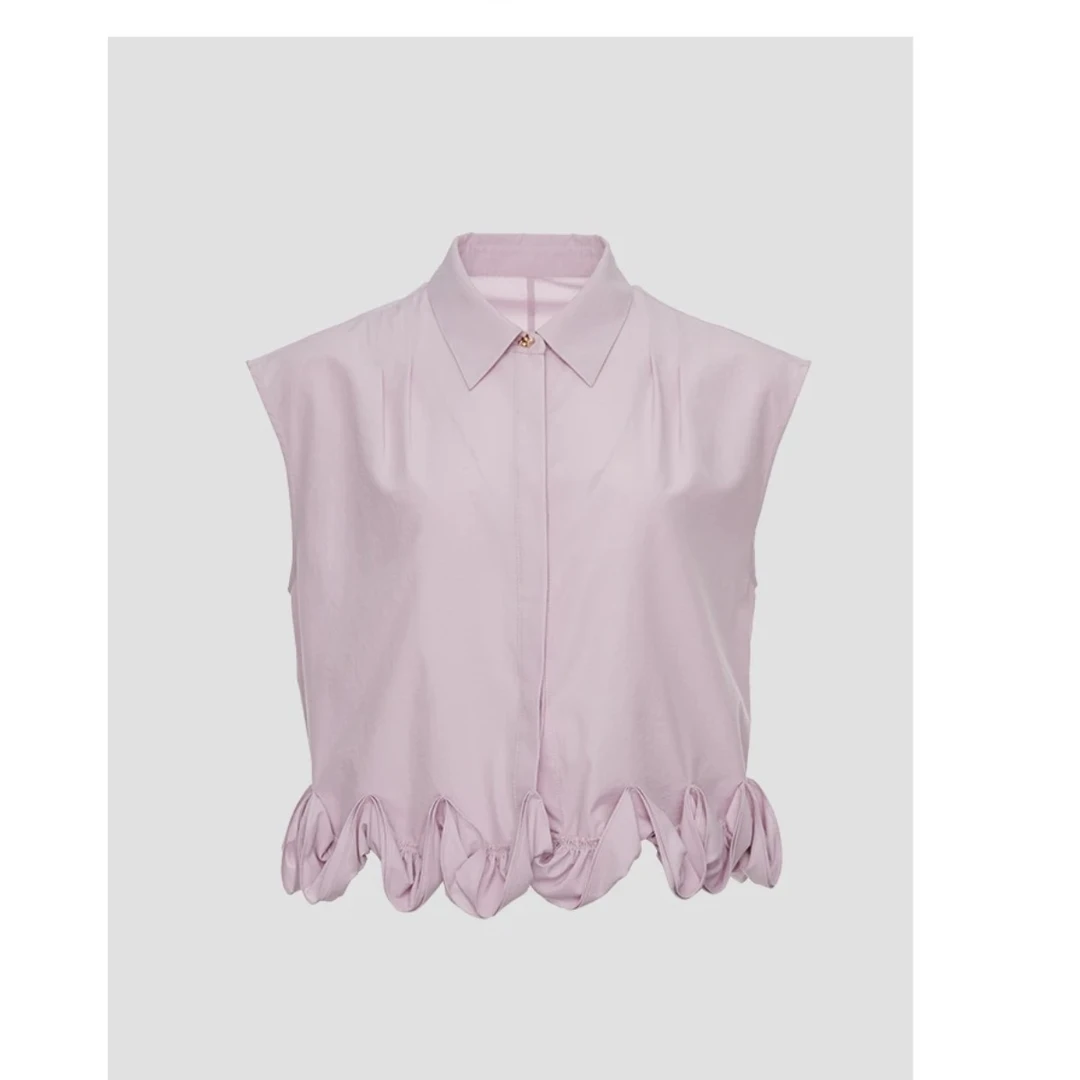 GEJIN/歌锦2025夏季新款时尚优修身显瘦花苞下摆上衣92325902991