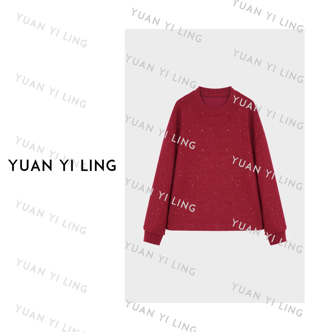 袁艺灵【鸿运】极简新年圣诞节休闲百搭气质圆领上衣9039