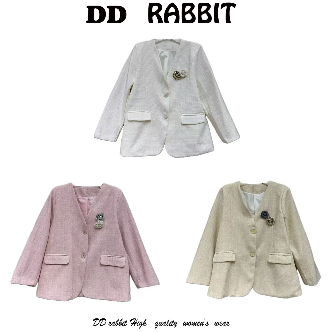 朵朵兔【珍妮糖果】春季新款大码女外套小香风气质短款百搭宽松轻奢